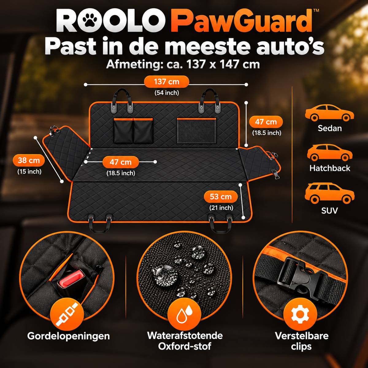 PawGuard - Waterdichte Achterbankbeschermer voor Honden